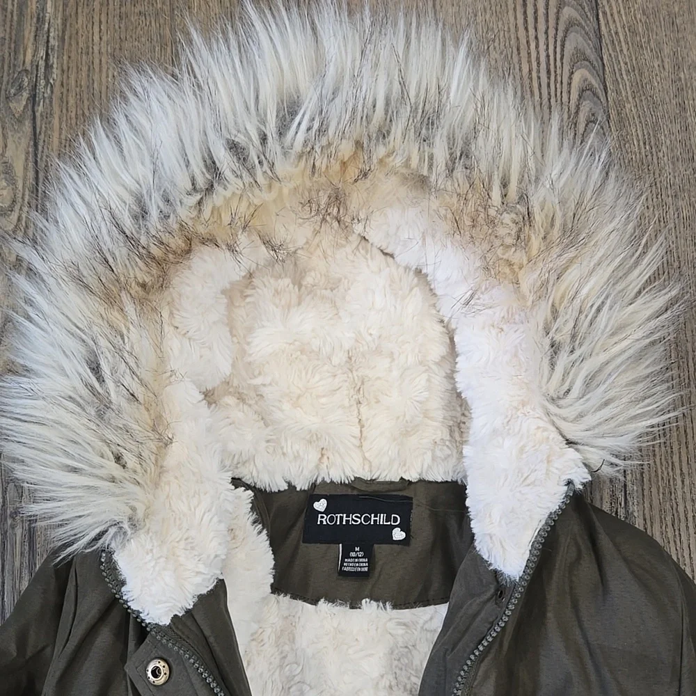 Rothschild | Olive Green Hooded Girls Coat Size Medium